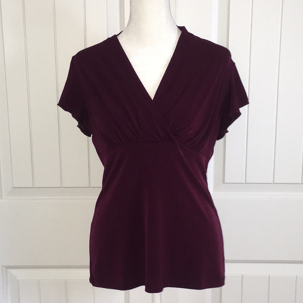 Lovely Plum Purple Wrap Front Dress Top Medium